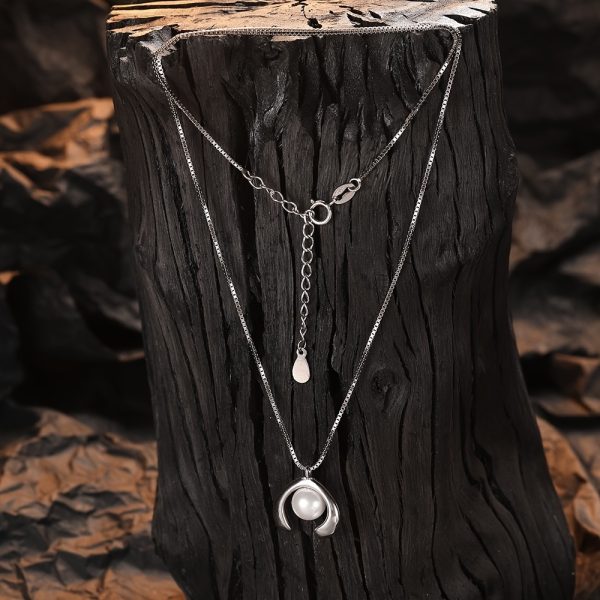 Graceful Freshwater Pearl Pendant Necklace - 925 Sterling Silver, Unisex, Elegant Gift for Adults Over 15, Natural Pearl Imperfections, Random Gift Box Included - Image 2