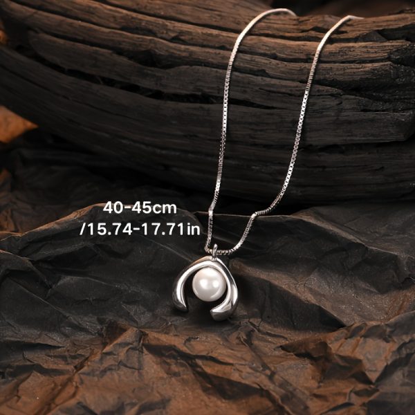 Graceful Freshwater Pearl Pendant Necklace - 925 Sterling Silver, Unisex, Elegant Gift for Adults Over 15, Natural Pearl Imperfections, Random Gift Box Included - Image 3