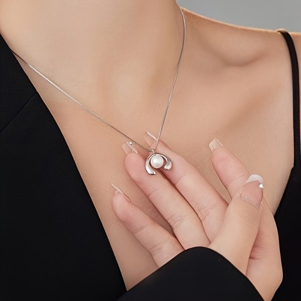 Graceful Freshwater Pearl Pendant Necklace - 925 Sterling Silver, Unisex, Elegant Gift for Adults Over 15, Natural Pearl Imperfections, Random Gift Box Included - Image 4
