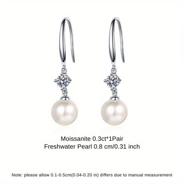ETERNALS EARTH Vintage Vacation Style 925 Sterling Silver Ear Hooks with 0.6ct Freshwater Pearl, 18K Golden Plated, Elegant Gift for Women - Valentine's Day Suitable, All-Season Daily and Vacation Wear - 1.2g, 2pcs Set - Image 4