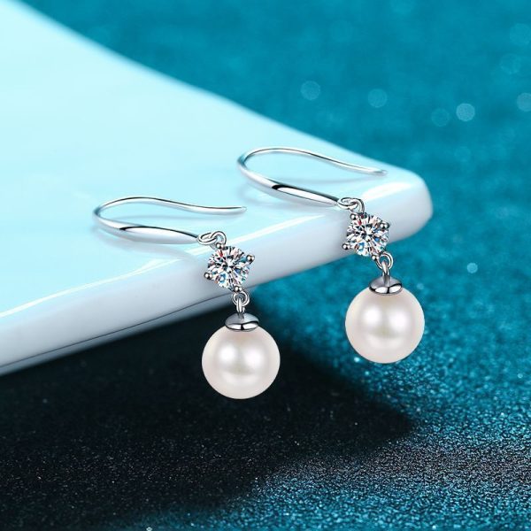 ETERNALS EARTH Vintage Vacation Style 925 Sterling Silver Ear Hooks with 0.6ct Freshwater Pearl, 18K Golden Plated, Elegant Gift for Women - Valentine's Day Suitable, All-Season Daily and Vacation Wear - 1.2g, 2pcs Set - Image 2