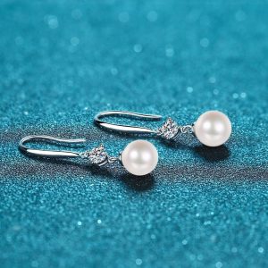 ETERNALS EARTH Vintage Vacation Style 925 Sterling Silver Ear Hooks with 0.6ct Freshwater Pearl, 18K Golden Plated, Elegant Gift for Women - Valentine's Day Suitable, All-Season Daily and Vacation Wear - 1.2g, 2pcs Set