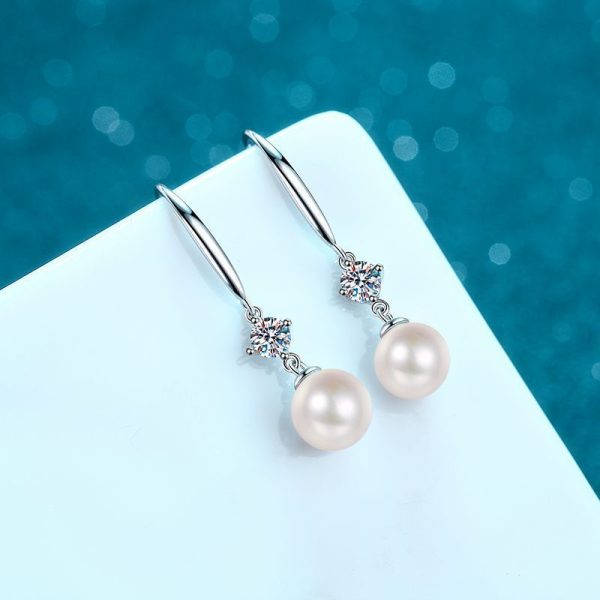 ETERNALS EARTH Vintage Vacation Style 925 Sterling Silver Ear Hooks with 0.6ct Freshwater Pearl, 18K Golden Plated, Elegant Gift for Women - Valentine's Day Suitable, All-Season Daily and Vacation Wear - 1.2g, 2pcs Set - Image 3