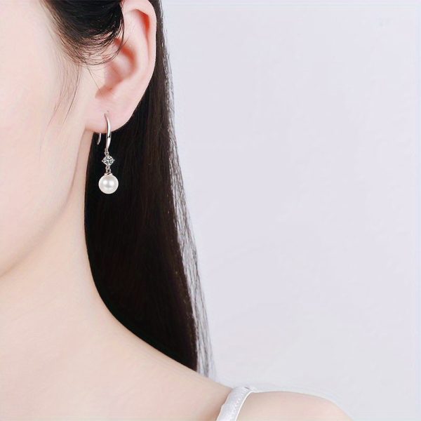 ETERNALS EARTH Vintage Vacation Style 925 Sterling Silver Ear Hooks with 0.6ct Freshwater Pearl, 18K Golden Plated, Elegant Gift for Women - Valentine's Day Suitable, All-Season Daily and Vacation Wear - 1.2g, 2pcs Set - Image 5