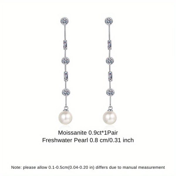 ETERNALS EARTH 925 Sterling Silver Tassel Earrings with Freshwater Pearls, 18K Golden Plated Vintage Vacation Style, 1.8ct 2pcs Pearl Drop Earrings for Valentine's Day, All Season Gift, Daily and Vacation Wear - Image 5