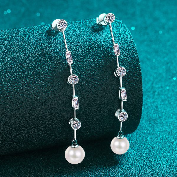 ETERNALS EARTH 925 Sterling Silver Tassel Earrings with Freshwater Pearls, 18K Golden Plated Vintage Vacation Style, 1.8ct 2pcs Pearl Drop Earrings for Valentine's Day, All Season Gift, Daily and Vacation Wear