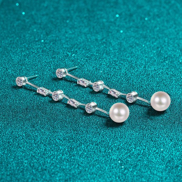 ETERNALS EARTH 925 Sterling Silver Tassel Earrings with Freshwater Pearls, 18K Golden Plated Vintage Vacation Style, 1.8ct 2pcs Pearl Drop Earrings for Valentine's Day, All Season Gift, Daily and Vacation Wear - Image 4