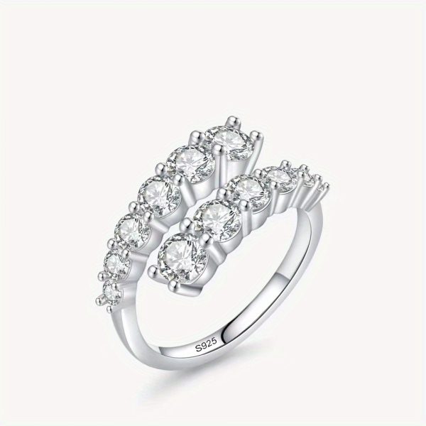 3.36 Carat 925 Sterling Silver Moissanite Open Ring, Equal Size, Elegant Classic Design, Everyday Wear, 5g, with Gift Box - Image 3