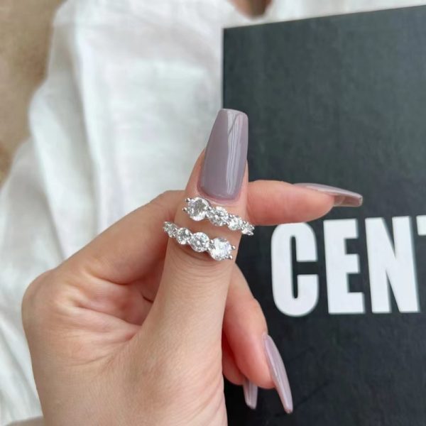 3.36 Carat 925 Sterling Silver Moissanite Open Ring, Equal Size, Elegant Classic Design, Everyday Wear, 5g, with Gift Box - Image 4