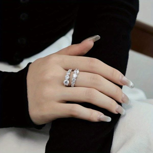 3.36 Carat 925 Sterling Silver Moissanite Open Ring, Equal Size, Elegant Classic Design, Everyday Wear, 5g, with Gift Box - Image 2