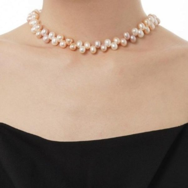 ETERNALS EARTH Freshwater Pearl Necklace, 925 Sterling Silver Clasp, 18K Gold Plated, Fashion Elegant Slightly Irregular Round Beads, Women's Pearl Strand for Adults Over 15 Years Old - Image 5