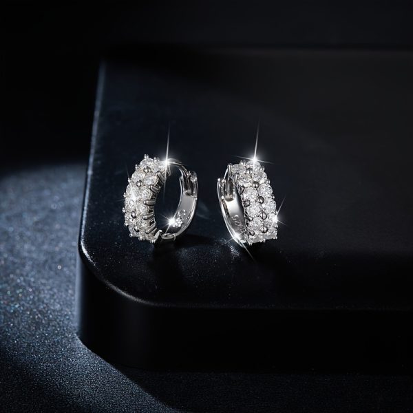 1 Pair Of Luxury Moissanite S925 Sterling Silver Earrings, S925 Sterling Silver Earrings For Men And Women, Fashion Party, Engagement, Wedding Anniversary Gift With Certificate - Image 2