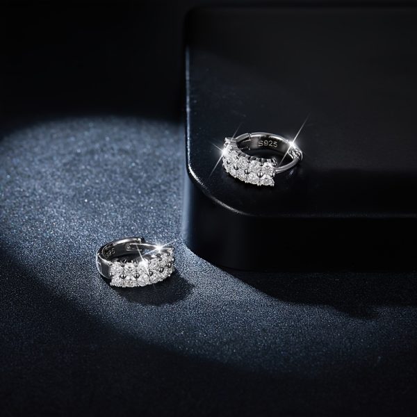 1 Pair Of Luxury Moissanite S925 Sterling Silver Earrings, S925 Sterling Silver Earrings For Men And Women, Fashion Party, Engagement, Wedding Anniversary Gift With Certificate - Image 7