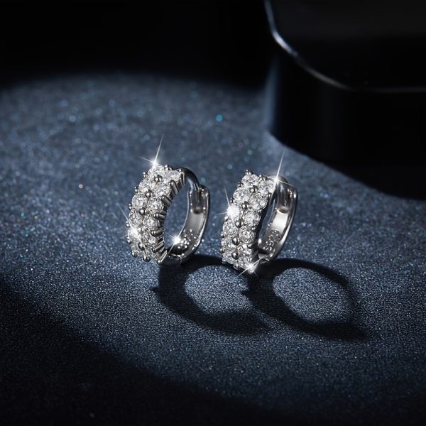 1 Pair Of Luxury Moissanite S925 Sterling Silver Earrings, S925 Sterling Silver Earrings For Men And Women, Fashion Party, Engagement, Wedding Anniversary Gift With Certificate - Image 4