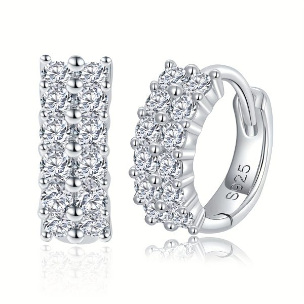 1 Pair Of Luxury Moissanite S925 Sterling Silver Earrings, S925 Sterling Silver Earrings For Men And Women, Fashion Party, Engagement, Wedding Anniversary Gift With Certificate - Image 3