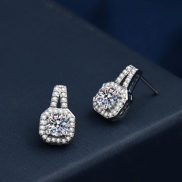 LOVESSOM Elegant 1 Carat Square Moissanite Stud Earrings - Vintage Luxury Design, 925 Sterling Silvery, Perfect for Casual Attire - Image 7