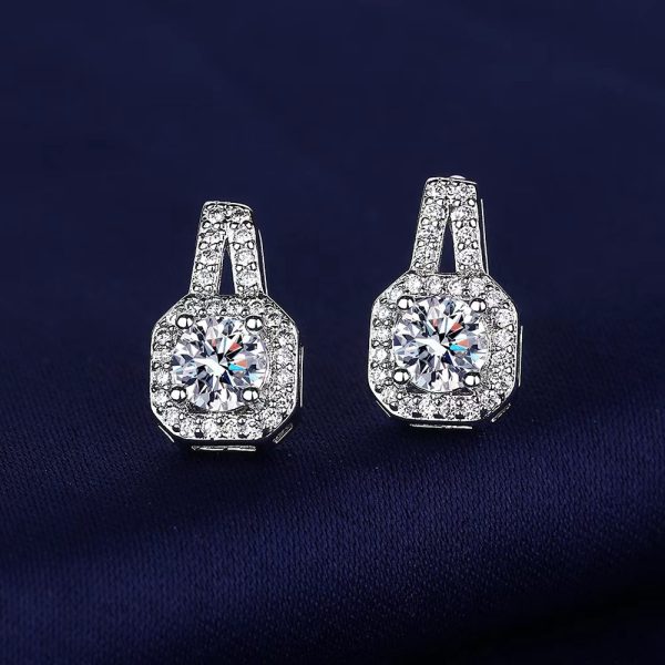 LOVESSOM Elegant 1 Carat Square Moissanite Stud Earrings - Vintage Luxury Design, 925 Sterling Silvery, Perfect for Casual Attire - Image 3