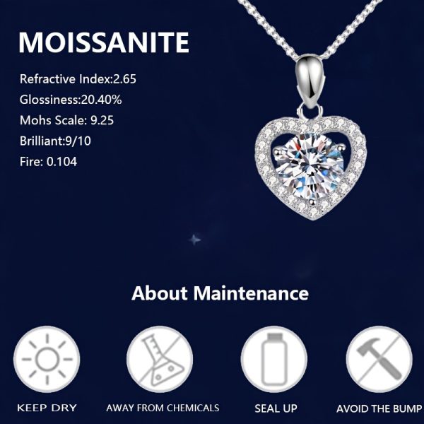LOVESSOM Elegant 2ctu002F3ct Moissanite Heart Pendant Necklace - 925 Sterling Silvery, Perfect for Birthdays & Anniversaries, Includes Gift Box - Image 7