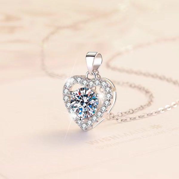 LOVESSOM Elegant 2ctu002F3ct Moissanite Heart Pendant Necklace - 925 Sterling Silvery, Perfect for Birthdays & Anniversaries, Includes Gift Box - Image 3
