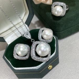 Elegant Freshwater Pearl Jewelry Set for Women - Includes Pendant, Stud Earrings & Ring | Perfect for Casual Attire & Gifting
