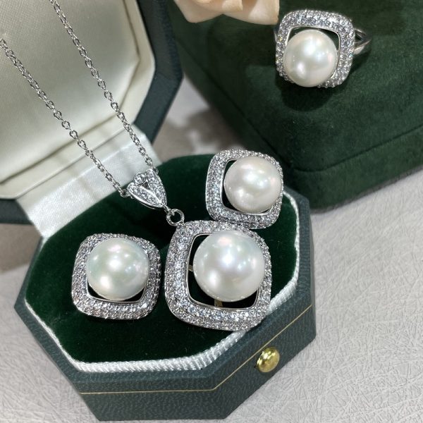 Elegant Freshwater Pearl Jewelry Set for Women - Includes Pendant, Stud Earrings & Ring | Perfect for Casual Attire & Gifting
