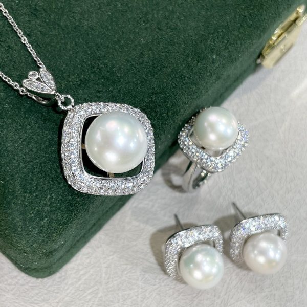 Elegant Freshwater Pearl Jewelry Set for Women - Includes Pendant, Stud Earrings & Ring | Perfect for Casual Attire & Gifting - Image 2