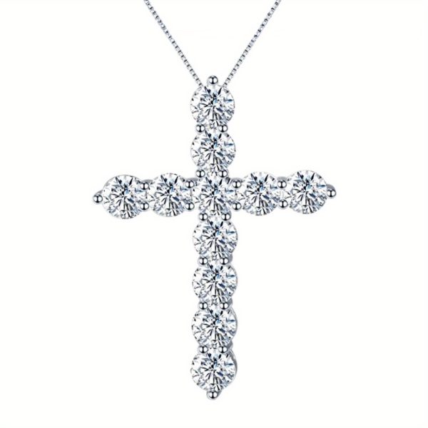 11ct Moissanite Cross Necklace, D-F Color Vvs1 Clarity, 925 Sterling Silver - Cross Pendant for Men Women Fine Jewelry Gifts, Wedding Gifts, Engagement Gifts - Image 6