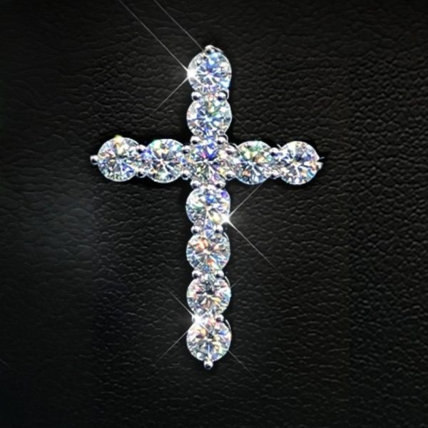 11ct Moissanite Cross Necklace, D-F Color Vvs1 Clarity, 925 Sterling Silver - Cross Pendant for Men Women Fine Jewelry Gifts, Wedding Gifts, Engagement Gifts - Image 7