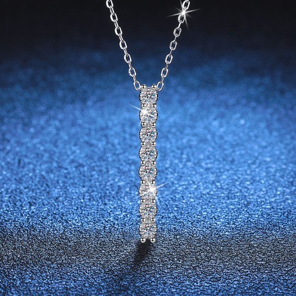 Eight 925 Sterling Silvery Moissanite and Small Diamond Necklace, Fashionable Pendant with Elegant Classic Style for Daily Wear, Party, Valentine's Day and Mother's Day Gift, 3g with Gift Box - Image 6
