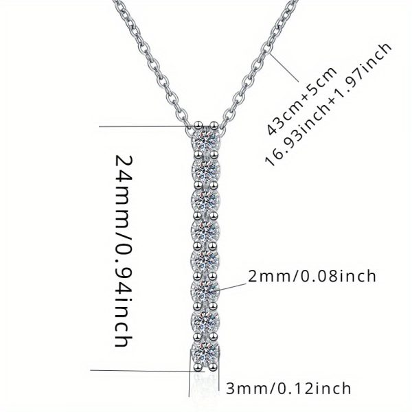 Eight 925 Sterling Silvery Moissanite and Small Diamond Necklace, Fashionable Pendant with Elegant Classic Style for Daily Wear, Party, Valentine's Day and Mother's Day Gift, 3g with Gift Box - Image 4