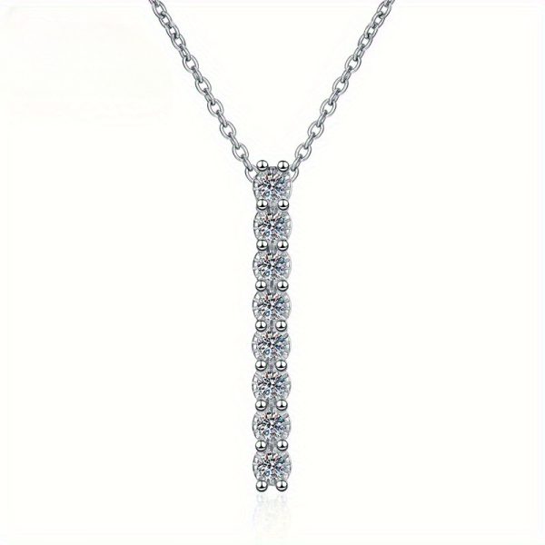 Eight 925 Sterling Silvery Moissanite and Small Diamond Necklace, Fashionable Pendant with Elegant Classic Style for Daily Wear, Party, Valentine's Day and Mother's Day Gift, 3g with Gift Box - Image 7
