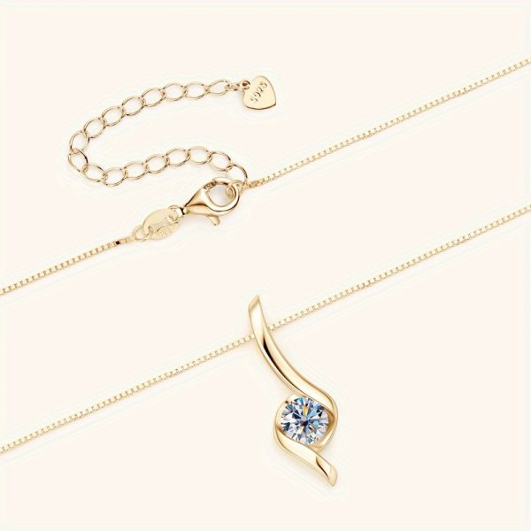 LOVESSOM Elegant 1 Carat Moissanite Pendant Necklace - Vintage-Inspired 925 Sterling Silvery, Perfect Gift for Her with Gift Box - Image 3
