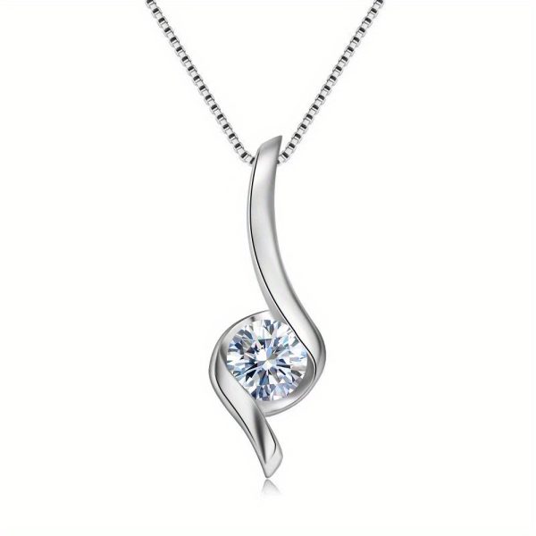 LOVESSOM Elegant 1 Carat Moissanite Pendant Necklace - Vintage-Inspired 925 Sterling Silvery, Perfect Gift for Her with Gift Box - Image 5