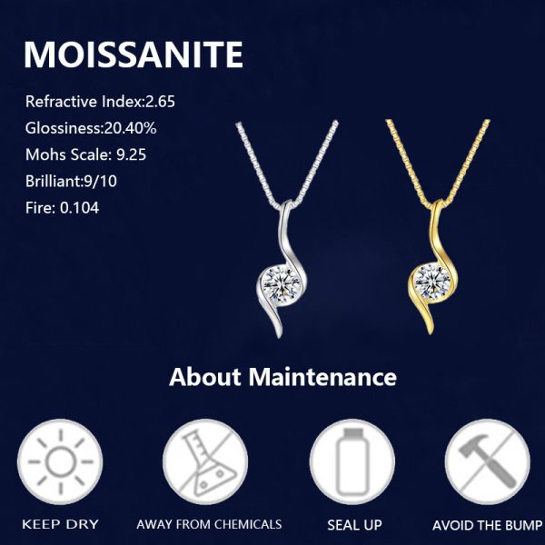 LOVESSOM Elegant 1 Carat Moissanite Pendant Necklace - Vintage-Inspired 925 Sterling Silvery, Perfect Gift for Her with Gift Box - Image 2