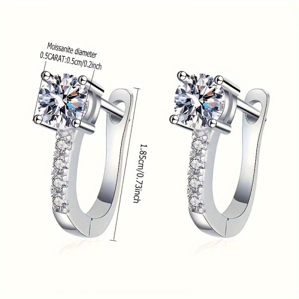 Real Moissanite Decor Silvery Stud Earrings Sterling 925 Silver Jewelry Elegant Minimalist Style Daily Wear Accessories - Image 2