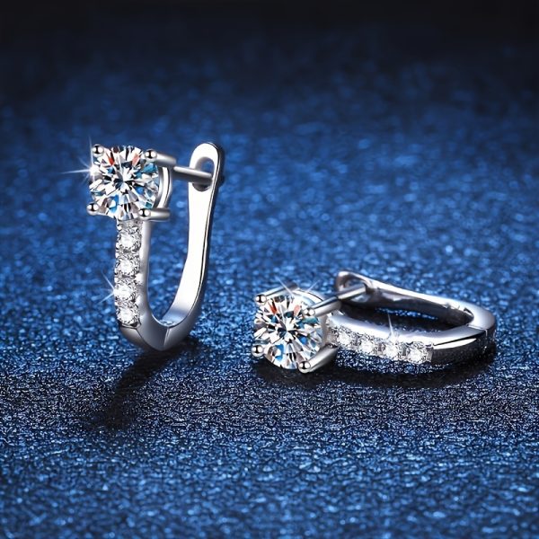 Real Moissanite Decor Silvery Stud Earrings Sterling 925 Silver Jewelry Elegant Minimalist Style Daily Wear Accessories - Image 6