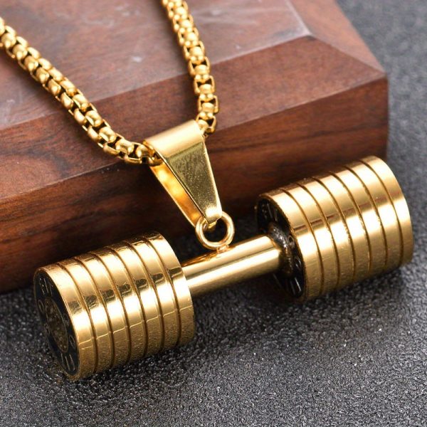 3 piece of stainless steel fitness dumbbell necklace pendant, fashionable sports necklace, titanium steel jewelry, gift for school start season, daily street commuting, party celebration, holiday party wear - Image 4