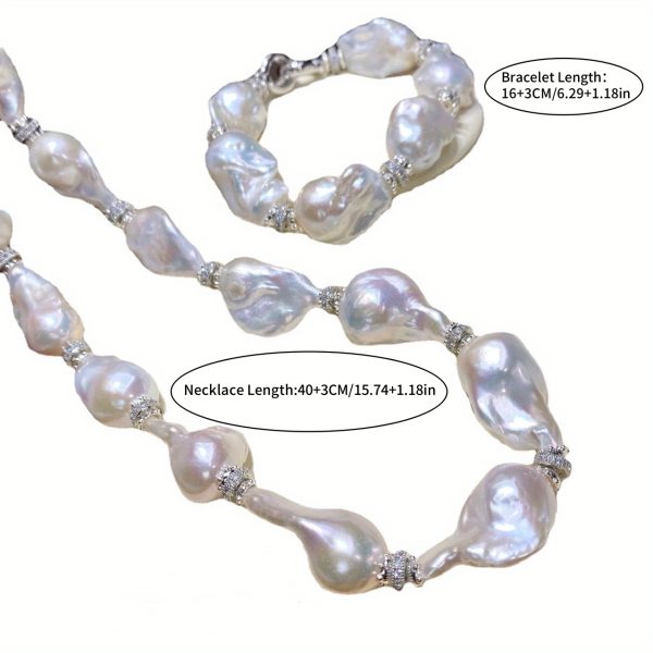 Elegant Bohemian Style Freshwater Baroque Pearl Necklace Set - Unique Irregular Shaped Pearls with Natural Luster, Ideal Gift for Friends, Includes Random Gift Box - Image 3
