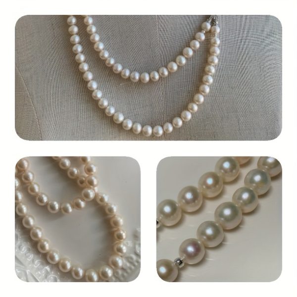 MYSOYA100% Handmade Natural Freshwater Pearl Necklace, 6-7mm White Double-layer Pearl, Available In Multiple Sizes With Gift Box For Dailyu002F Birthdayu002F Christmasu002F New Year Gifts - Image 8