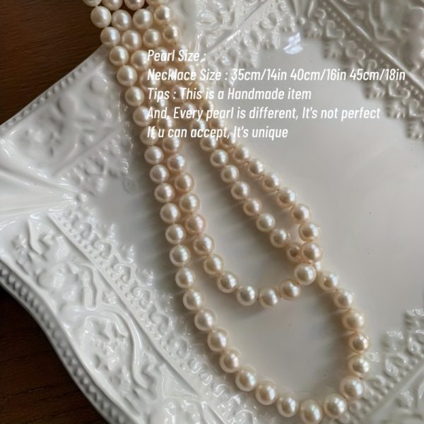 MYSOYA100% Handmade Natural Freshwater Pearl Necklace, 6-7mm White Double-layer Pearl, Available In Multiple Sizes With Gift Box For Dailyu002F Birthdayu002F Christmasu002F New Year Gifts - Image 3