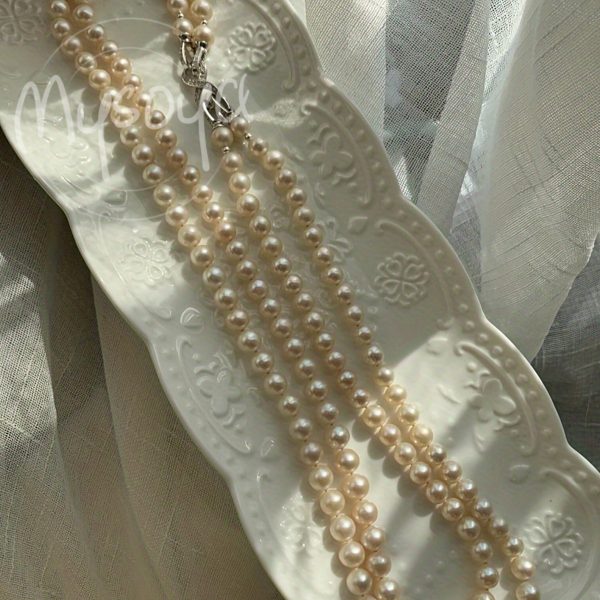 MYSOYA100% Handmade Natural Freshwater Pearl Necklace, 6-7mm White Double-layer Pearl, Available In Multiple Sizes With Gift Box For Dailyu002F Birthdayu002F Christmasu002F New Year Gifts - Image 7