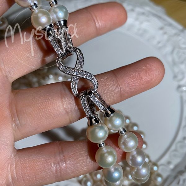 MYSOYA100% Handmade Natural Freshwater Pearl Necklace, 6-7mm White Double-layer Pearl, Available In Multiple Sizes With Gift Box For Dailyu002F Birthdayu002F Christmasu002F New Year Gifts - Image 5