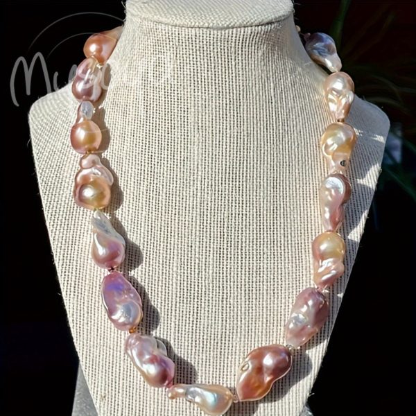 MYSOYA Natural Freshwater Pearl Necklace 25-28mm Dazzling Purple Freshwater Baroque Pearls Available In Multiple Sizes With Gift Box Suitable For Dailyu002F Birthdayu002F Christmasu002F New Year Gifts