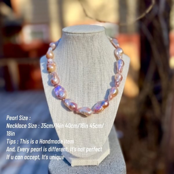 MYSOYA Natural Freshwater Pearl Necklace 25-28mm Dazzling Purple Freshwater Baroque Pearls Available In Multiple Sizes With Gift Box Suitable For Dailyu002F Birthdayu002F Christmasu002F New Year Gifts - Image 3