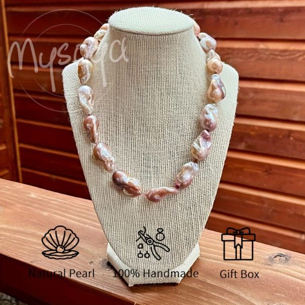 MYSOYA Natural Freshwater Pearl Necklace 25-28mm Dazzling Purple Freshwater Baroque Pearls Available In Multiple Sizes With Gift Box Suitable For Dailyu002F Birthdayu002F Christmasu002F New Year Gifts - Image 2