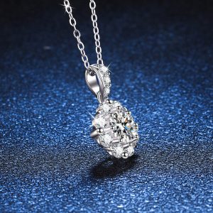 S925 Sterling Silver Full Row Zircon Sunflower Necklace 1 Carat Ladies Necklace Valentine's Day Wedding Gift