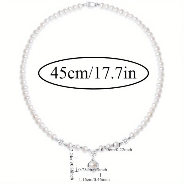 Freshwater Pearl Necklace S925 Silver Wedding Light Luxury Versatile Ornament Premium Sense Niche Pendant New Chinese Jewelry Halloween Christmas Thanksgiving 24gu002F 0.85oz - Image 5