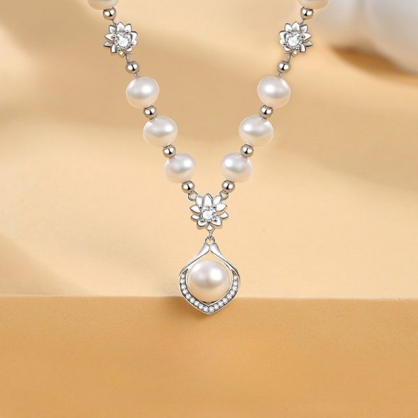 Freshwater Pearl Necklace S925 Silver Wedding Light Luxury Versatile Ornament Premium Sense Niche Pendant New Chinese Jewelry Halloween Christmas Thanksgiving 24gu002F 0.85oz - Image 4
