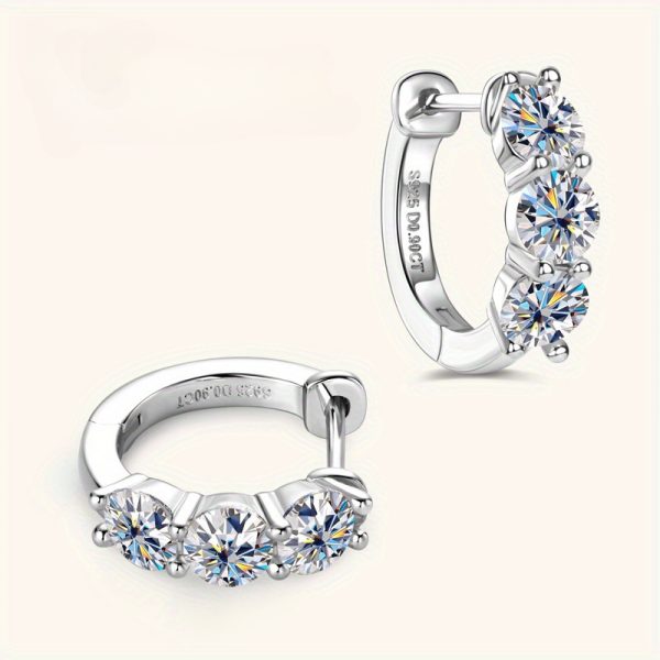 925 sterling silvery moissanite ladies light luxury earrings, elegant and generous, simple and versatile, suitable for daily wear, wedding party, banquet party, honeymoon, Halloween gifts for men and women, Christmas gifts, with gift box - Image 2