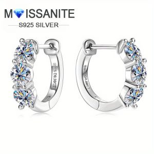 925 sterling silvery moissanite ladies light luxury earrings, elegant and generous, simple and versatile, suitable for daily wear, wedding party, banquet party, honeymoon, Halloween gifts for men and women, Christmas gifts, with gift box